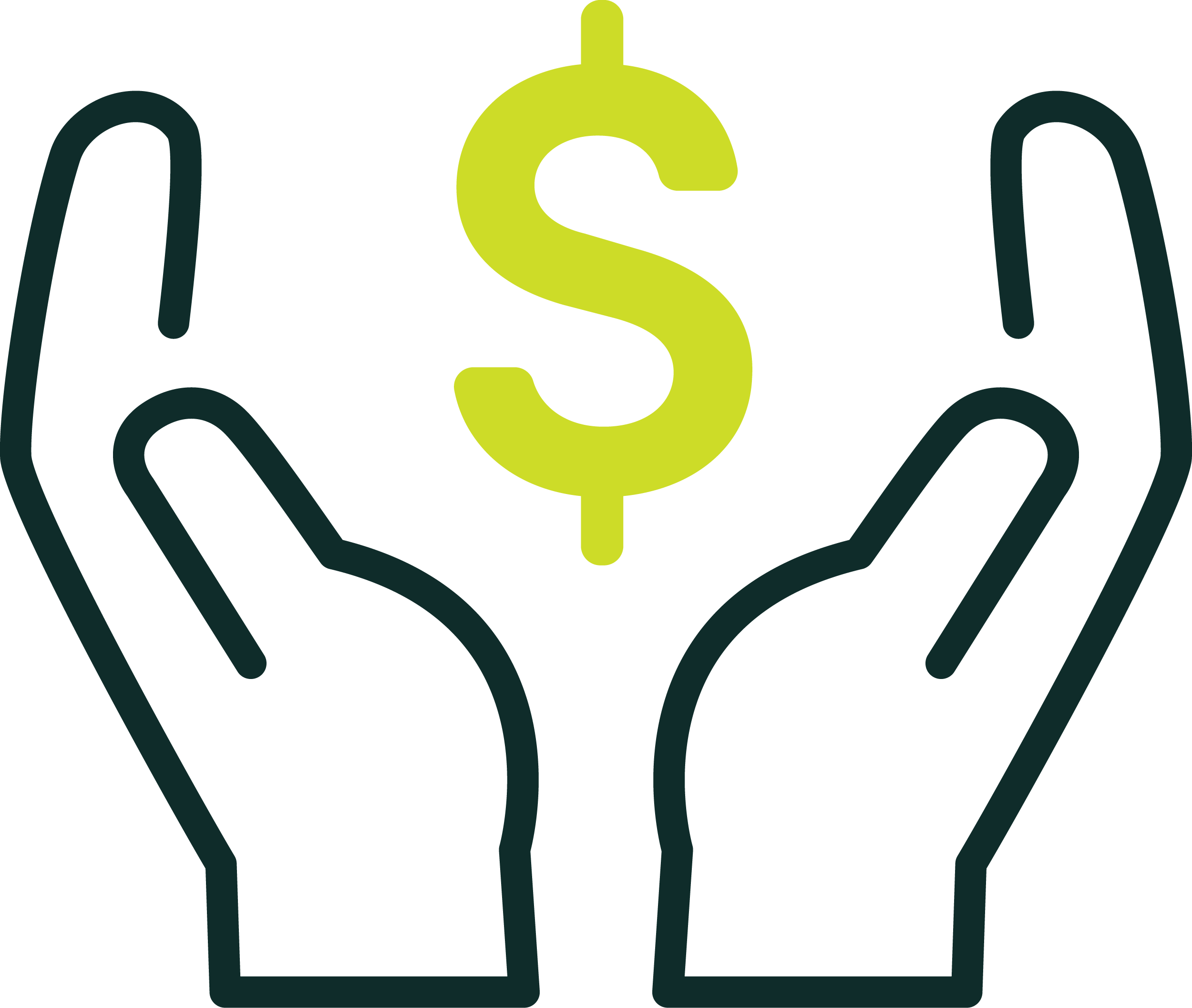 two hands holding a dollar sign over a white background.