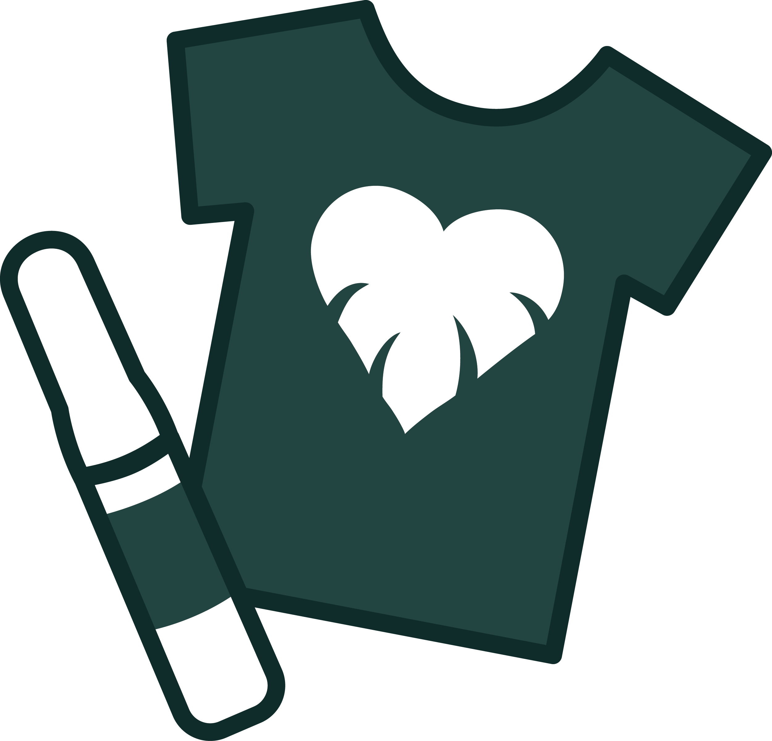 a green t - shirt with a white heart on it.