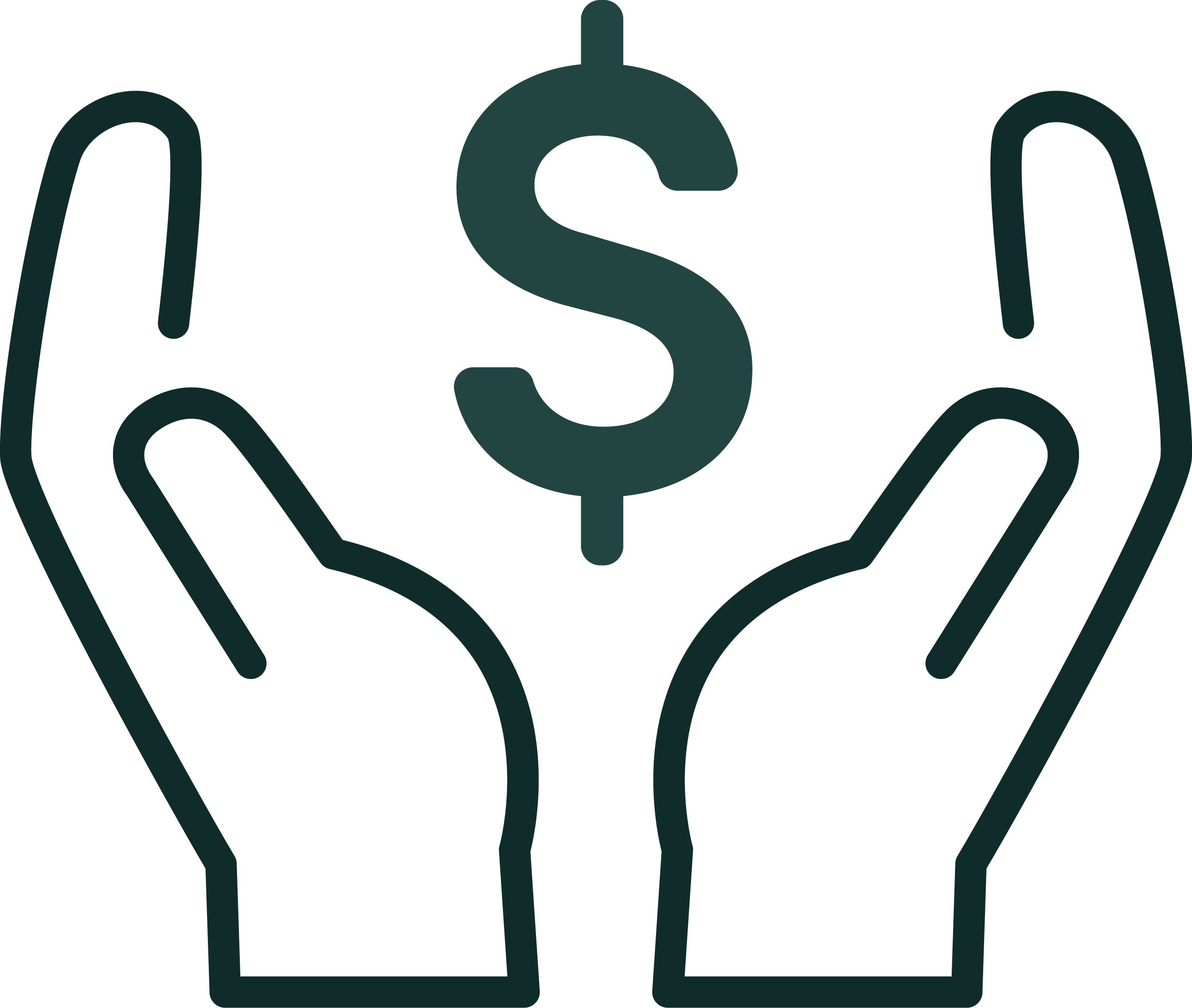 a pair of hands holding a dollar sign.
