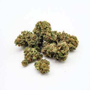 A pile of marijuana on a white background.